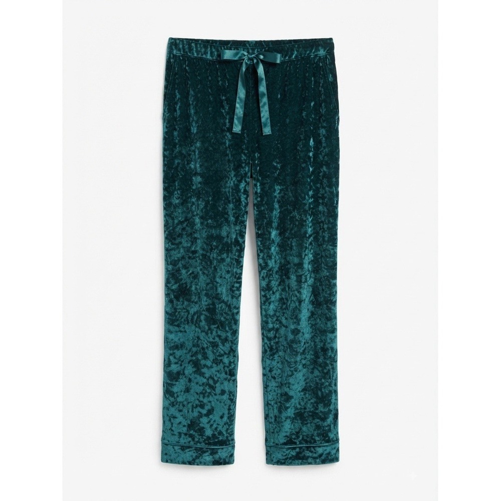 Lord & Taylor Crushed Velvet Womens Xxl Plus Pants Green Holiday Stretch Sleep